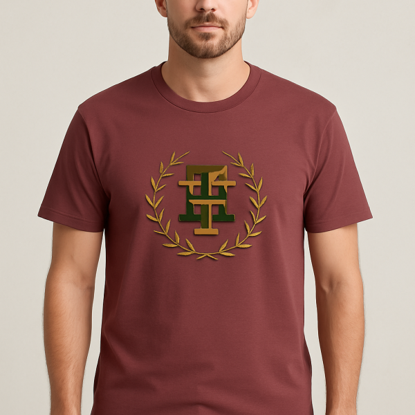 Maroon Emblem Crest T-Shirt for Men – Heritage-Inspired Casual Tee